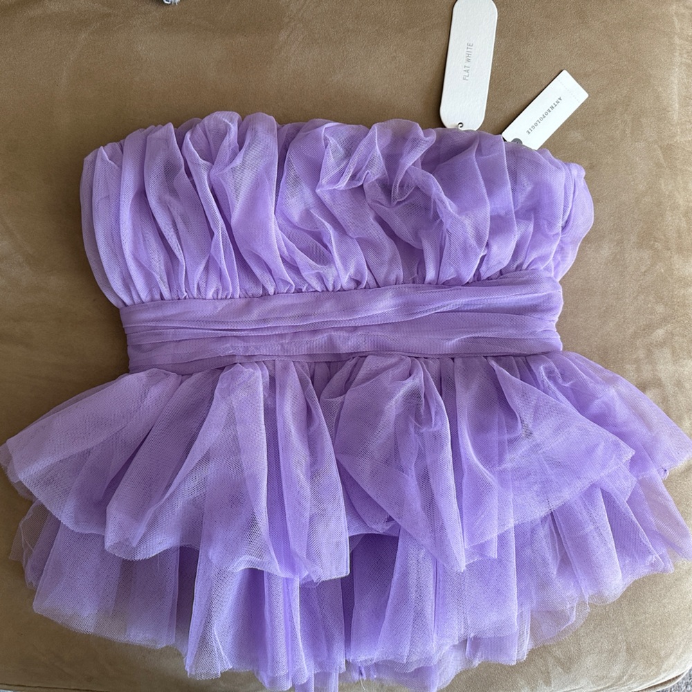 NWT Anthropologie Purple Ruffled Tube Top